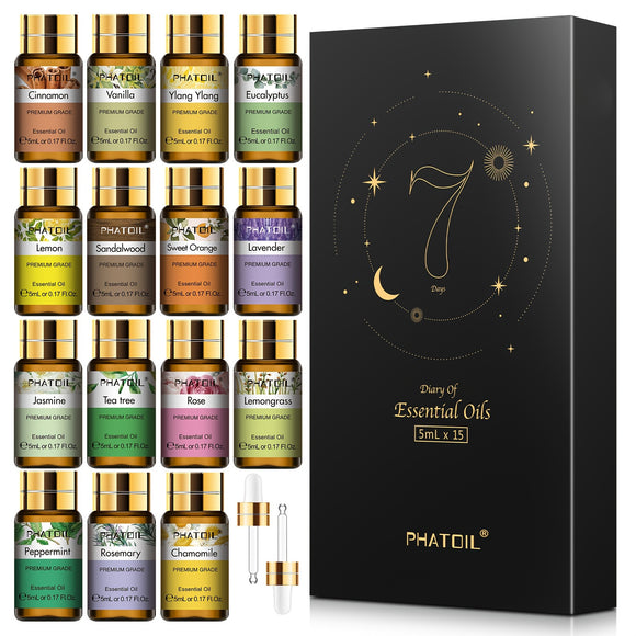 NNETM Premium Essential Oils Set for Diffuser (15pcs x 5ml)