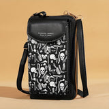 Ghost Skull Pattern Crossbody Bag – Gothic Zipper