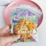 NNETM 100pcs Easter Self-Adhesive Cartoon Plastic Bags