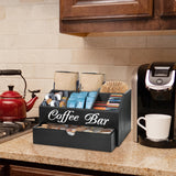 NNETM Wood Coffee Station Organizer with Drawer