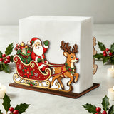 Wooden Santa Sleigh Reindeer Christmas Napkin Holder