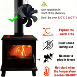 NNETM 6-Blade Wood Stove Fan - Upgrade Chimney-Bundled Type