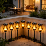8-Pack Warm Light Solar Torch Lamps – Flickering Flame