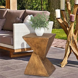 NNETM Concrete Side Table Faux Marble Pedestal Stand