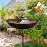 NNETM Vintage Metal Bird Bath with Pedestal Stand