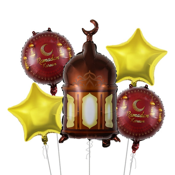 NNETM Ramadan & Eid Aluminum Foil Balloons Set - 5 Pack