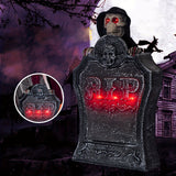 NNETM Glowing Halloween Tombstone with Red Light Skull