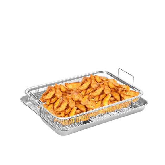NNETM Stainless Steel Oven Grilling Basket with Double Handle