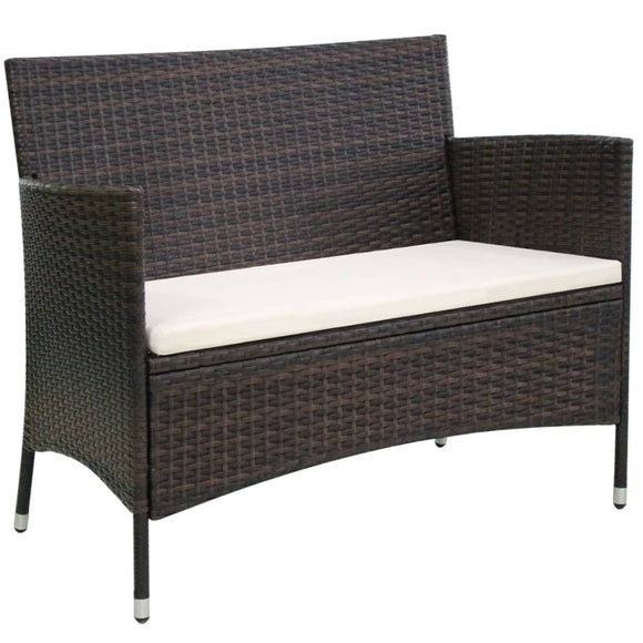 NNEVL Garden Bench 106 cm Poly Rattan Brown