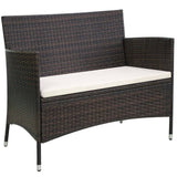 NNEVL Garden Bench 106 cm Poly Rattan Brown