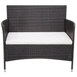NNEVL Garden Bench 106 cm Poly Rattan Brown