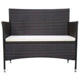 NNEVL Garden Bench 106 cm Poly Rattan Brown