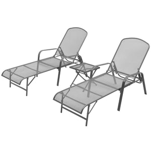 NNEVL Sun Loungers 2 pcs with Table Steel Anthracite
