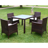NNEVL 5 Piece Outdoor Dining Set with Cushions Poly Rattan Brown