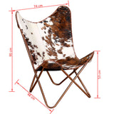 NNEVL Butterfly Chair Brown and White Real Cowhide Leather