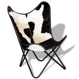 NNEVL Butterfly Chair Black and White Real Cowhide Leather
