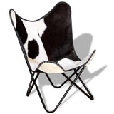 NNEVL Butterfly Chair Black and White Real Cowhide Leather