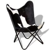 NNEVL Butterfly Chair Black and White Real Cowhide Leather