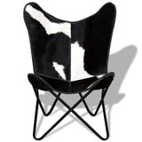 NNEVL Butterfly Chair Black and White Real Cowhide Leather