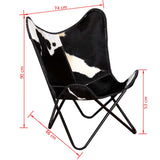 NNEVL Butterfly Chair Black and White Real Cowhide Leather