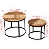 NNEDPE Coffee Table Set 2 Pieces Solid Reclaimed Wood Round 40/50cm
