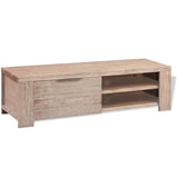 NNEDPE Tv Cabinet Solid Brushed Acacia Wood 140x38x40 Cm