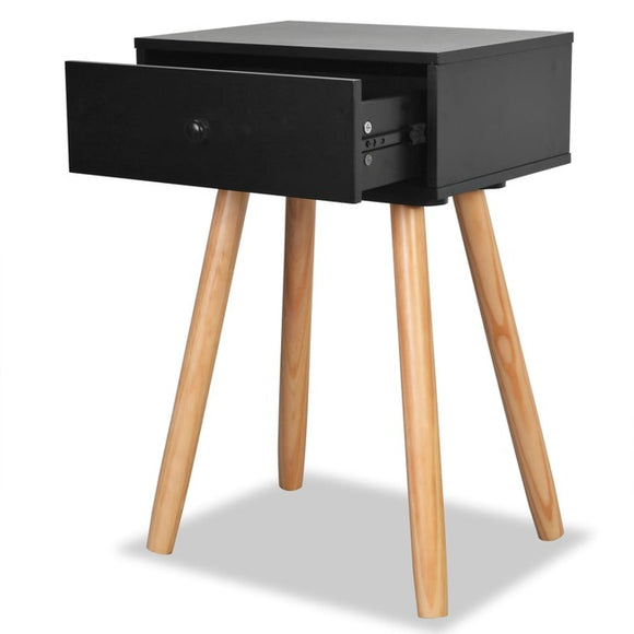 NNEVL Bedside Tables 2 pcs Solid Pinewood 40x30x61 cm Black