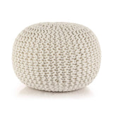 NNEDPE Hand-knitted Pouffe Cotton 50x35 Cm White