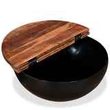 NNEDPE Coffee Table Set 2 Pieces Solid Reclaimed Wood Black Bowl Shape