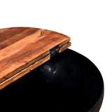 NNEDPE Coffee Table Set 2 Pieces Solid Reclaimed Wood Black Bowl Shape
