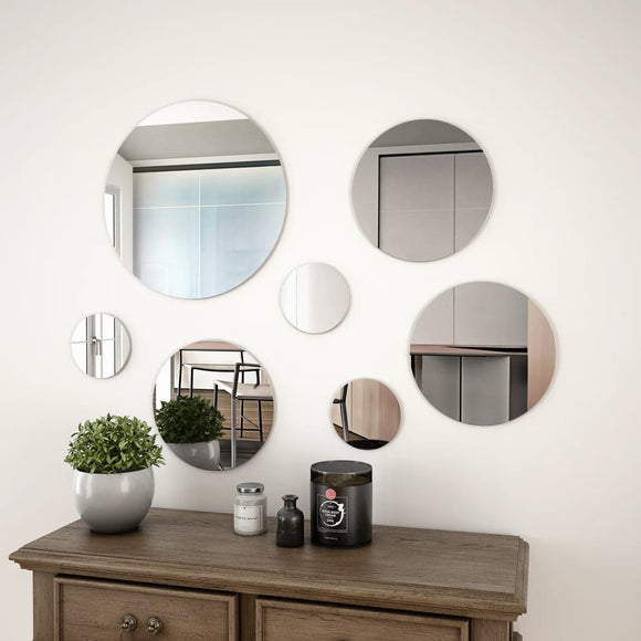 NNEVL 7 Piece Wall Mirror Set Round Glass