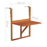 NNEVL Hanging Balcony Table 64.5x44x80 cm Solid Acacia Wood