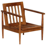 NNEVL Armchair Brown Real Leather with Acacia Wood