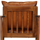 NNEVL Armchair Brown Real Leather with Acacia Wood