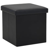 NNEVL Folding Storage Stool Black Faux Leather