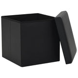 NNEVL Folding Storage Stool Black Faux Leather