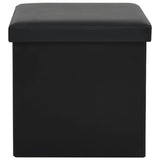 NNEVL Folding Storage Stool Black Faux Leather