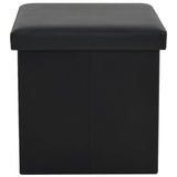 NNEVL Folding Storage Stool Black Faux Leather
