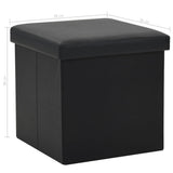 NNEVL Folding Storage Stool Black Faux Leather