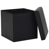 NNEVL Folding Storage Stools 2 pcs Black Faux Leather