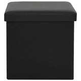 NNEVL Folding Storage Stools 2 pcs Black Faux Leather
