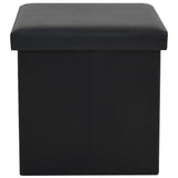 NNEVL Folding Storage Stools 2 pcs Black Faux Leather