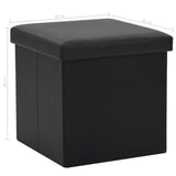 NNEVL Folding Storage Stools 2 pcs Black Faux Leather