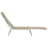 NNEVL Folding Sun Loungers 2 pcs Steel and Fabric Taupe