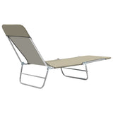 NNEVL Folding Sun Loungers 2 pcs Steel and Fabric Taupe
