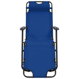 NNEVL Folding Sun Loungers 2 pcs with Footrests Steel Blue