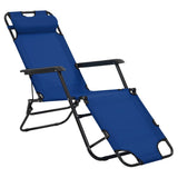 NNEVL Folding Sun Loungers 2 pcs with Footrests Steel Blue