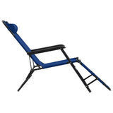 NNEVL Folding Sun Loungers 2 pcs with Footrests Steel Blue