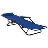NNEVL Folding Sun Loungers 2 pcs with Footrests Steel Blue