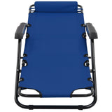 NNEVL Folding Sun Loungers 2 pcs with Footrests Steel Blue